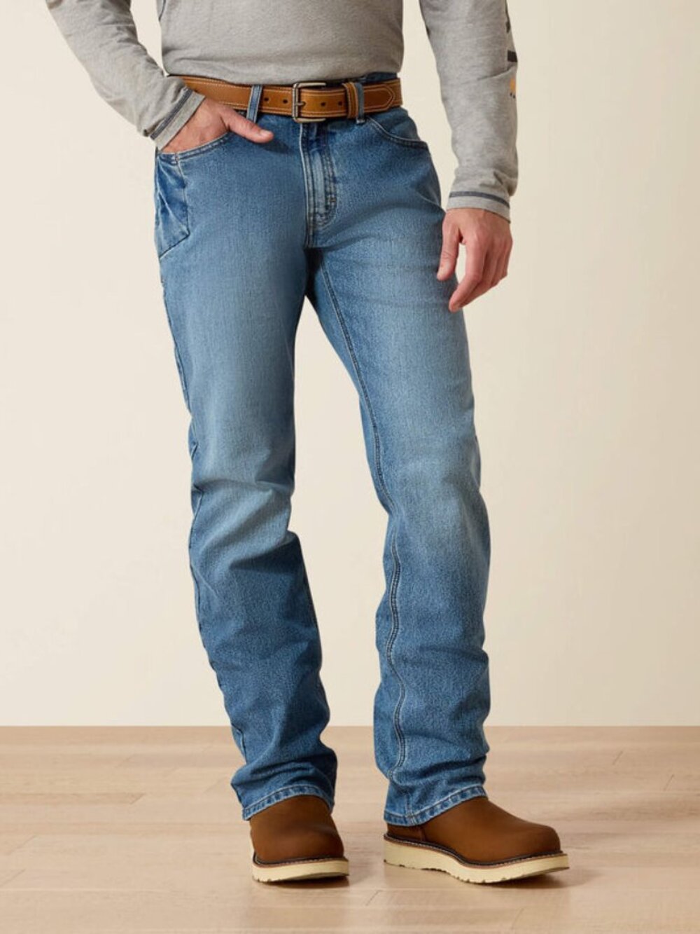 Ariat Rebar M4 Bootcut Jeans Men's 34x34 Blue Haze DuraStretch Denim Workwear